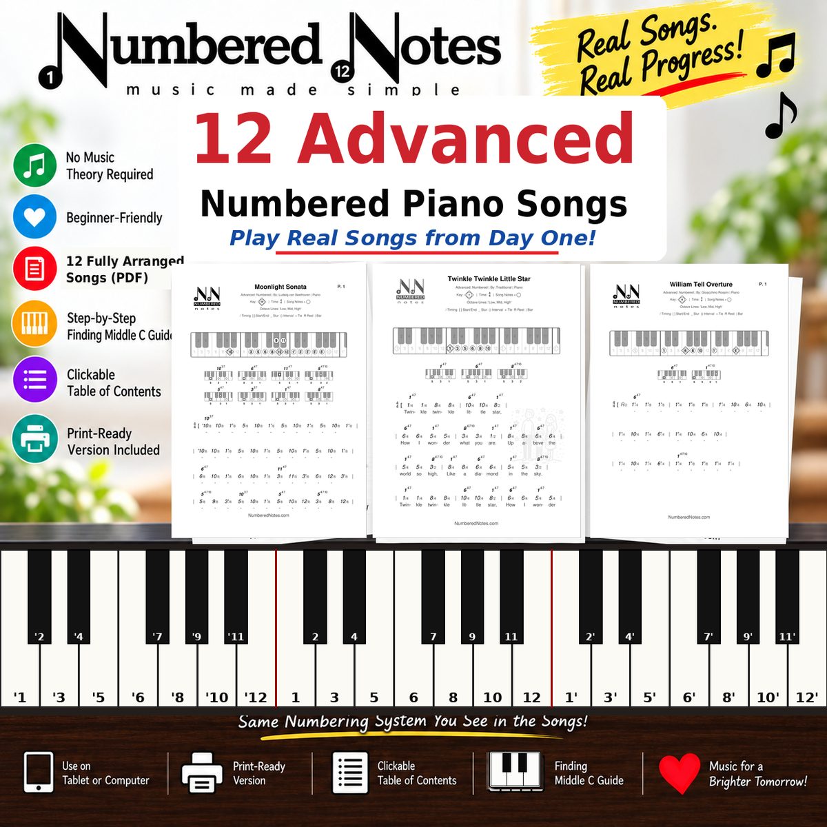 12 Advanced Numbered Piano Songs cover
